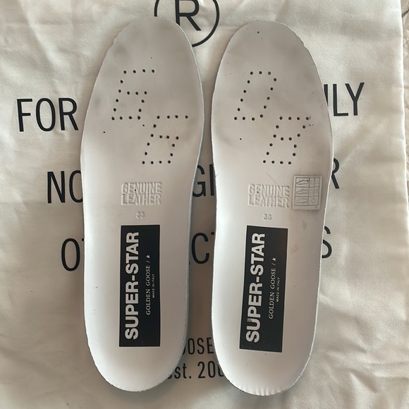 Golden Goose SuperStar sneakers- silver star and glittery navy heel tab Sz 8(38) - Picture 7 of 11